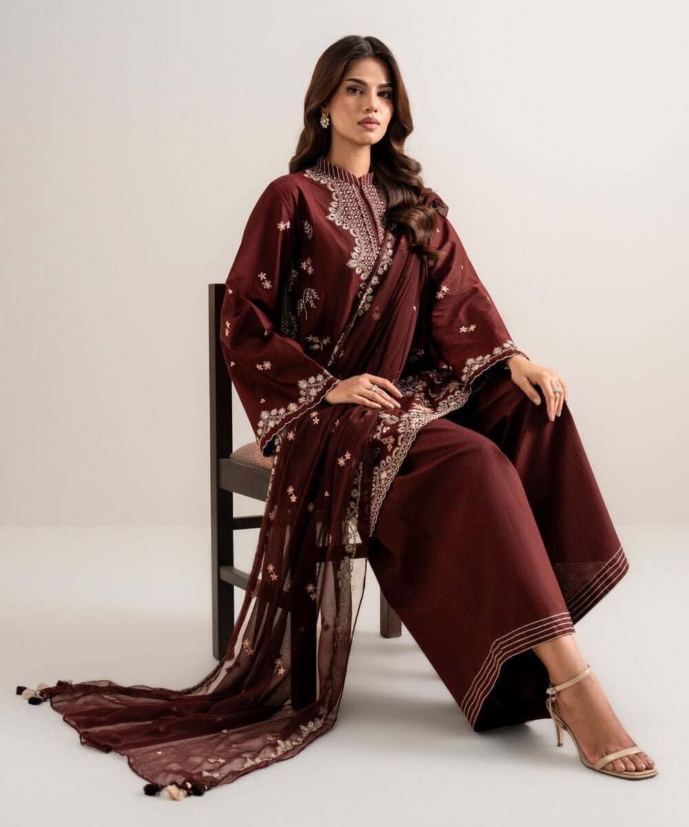 3 Piece - Embroidered Cotton Viscose Suit