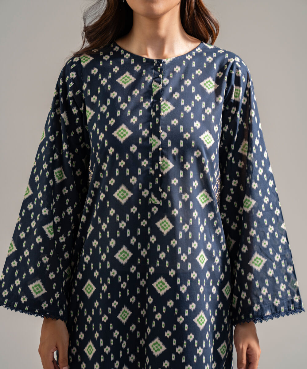 Women's RTW Lawn Embroidered Dark Blue 2 Piece Suit