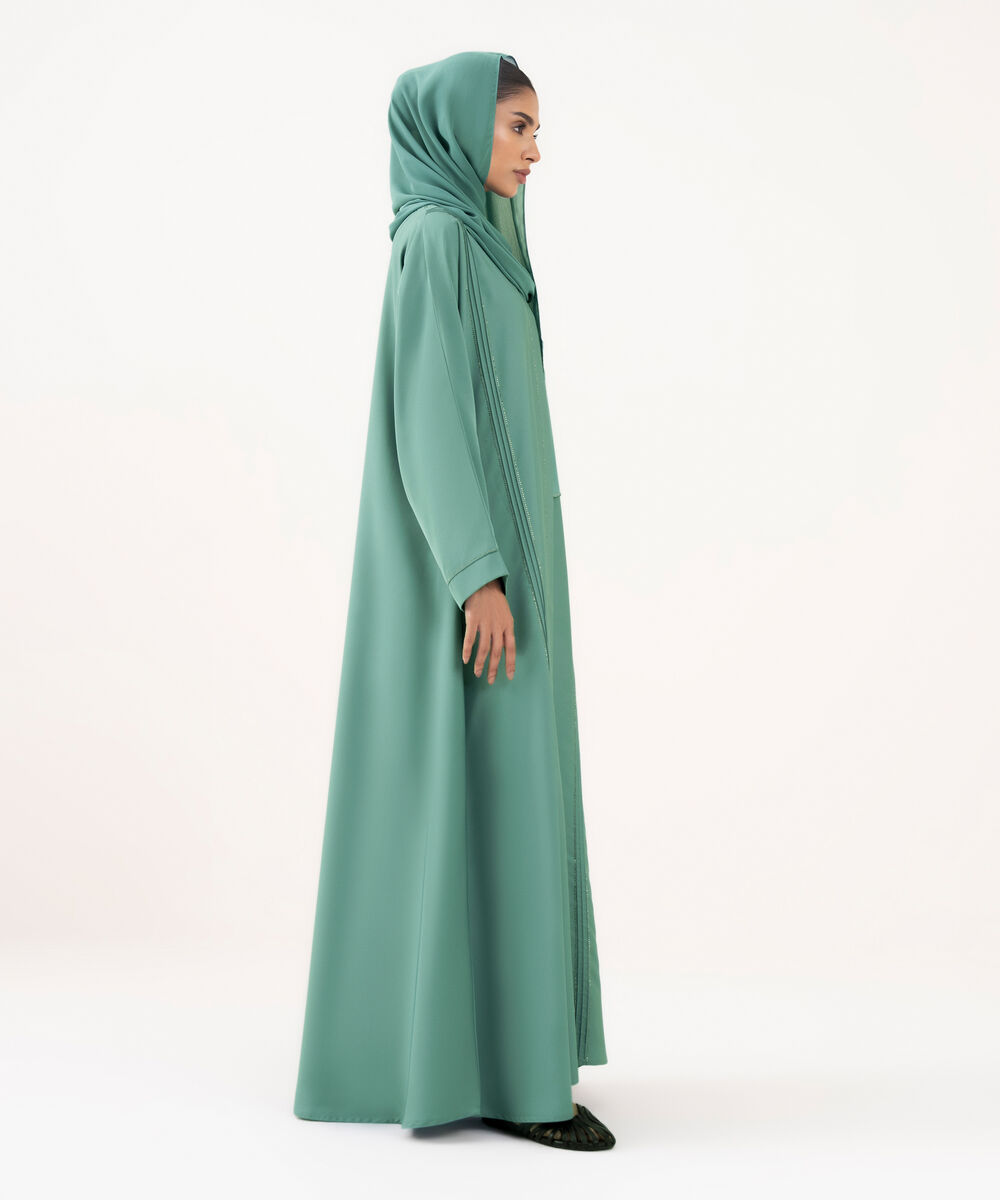 Women's Aqua  Polyester Abaya Set
