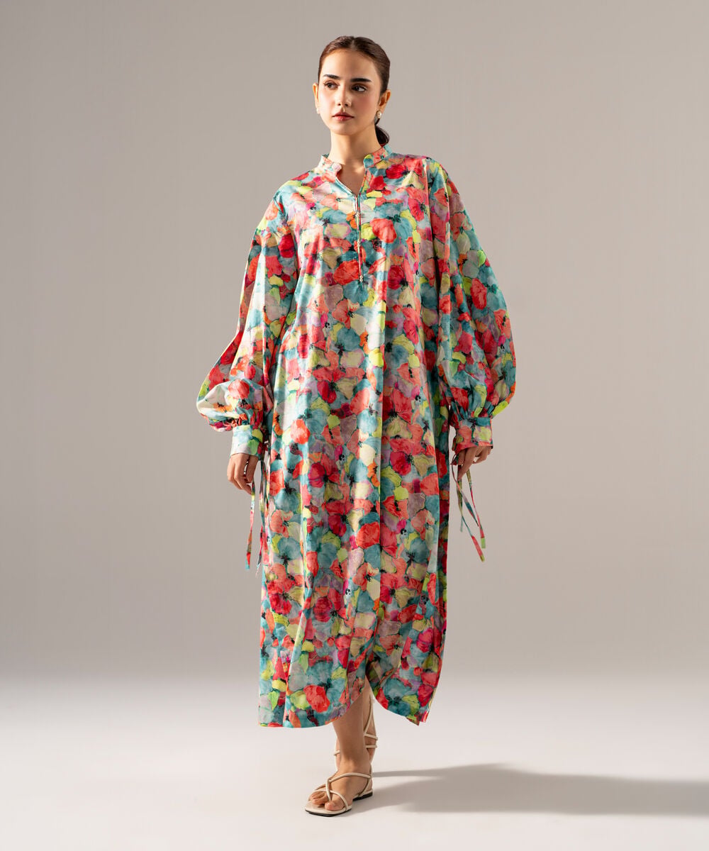 Women's RTW Cotton Viscose Printed Pink Dress
