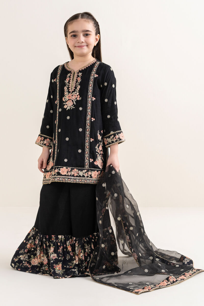 3 Piece - Embroidered Raw Silk Suit