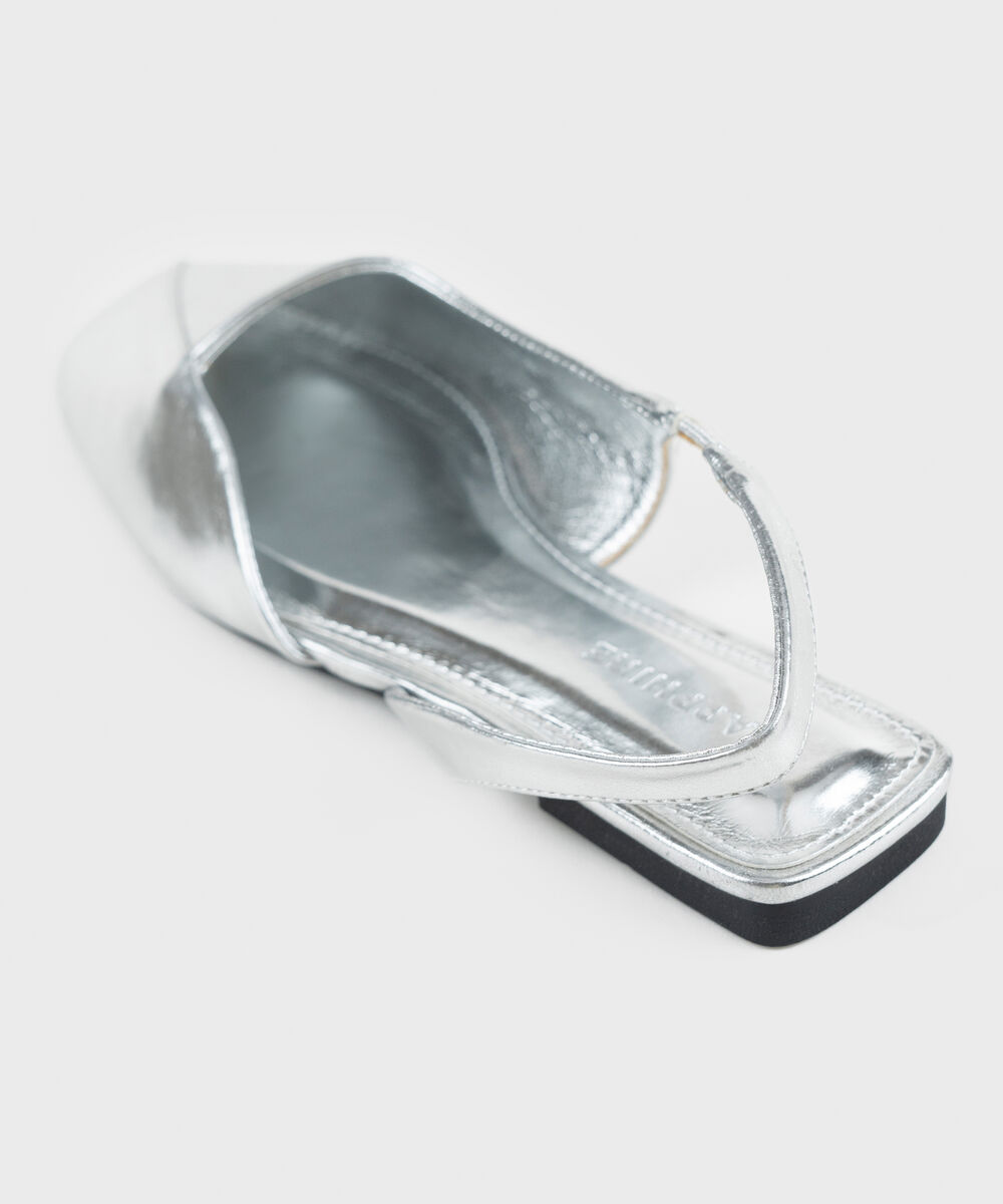 Women's Silver Slingback Flats