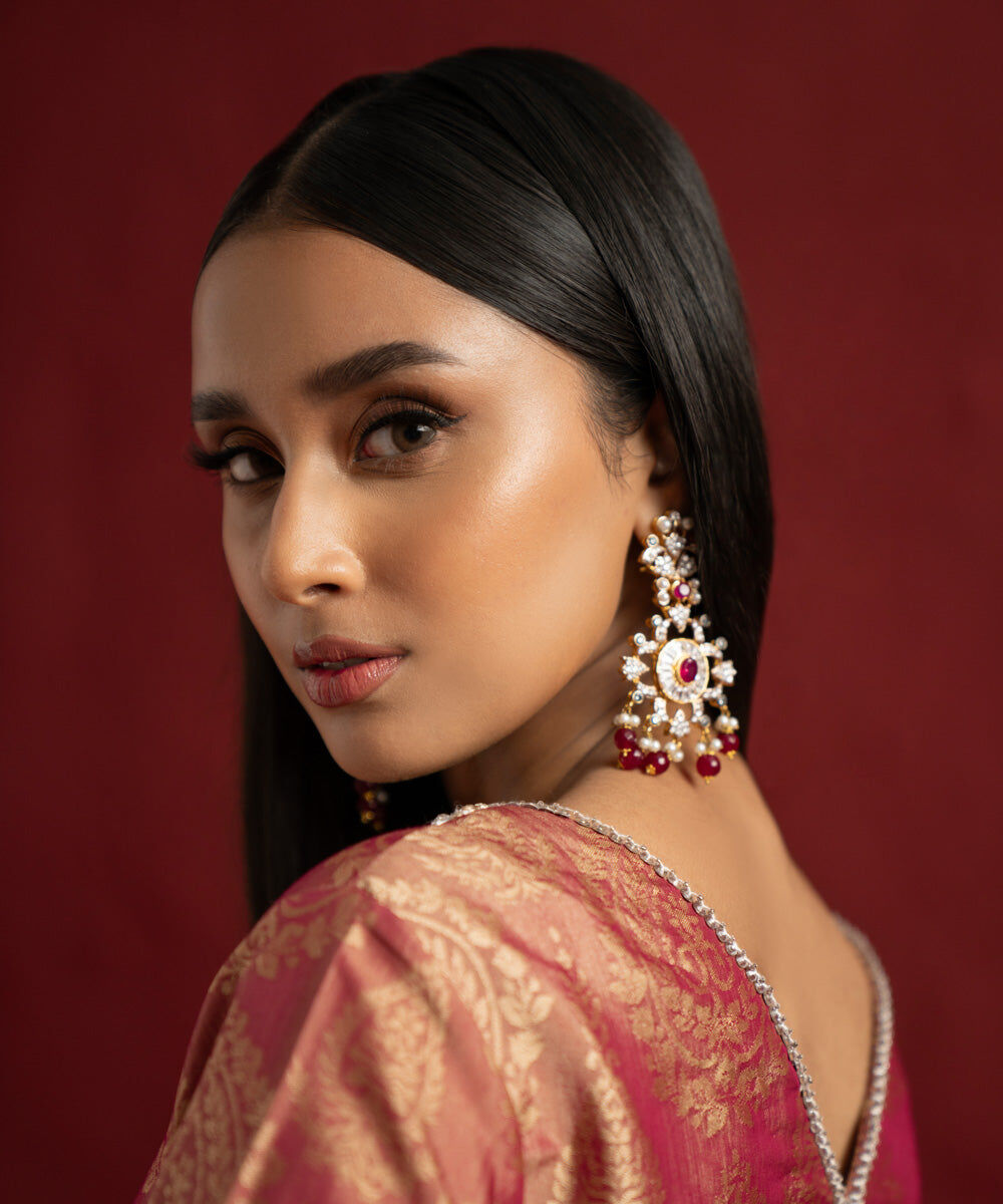 Women's Pret Blended Jacquard Dyed  Rust Brown A-Line Shirt