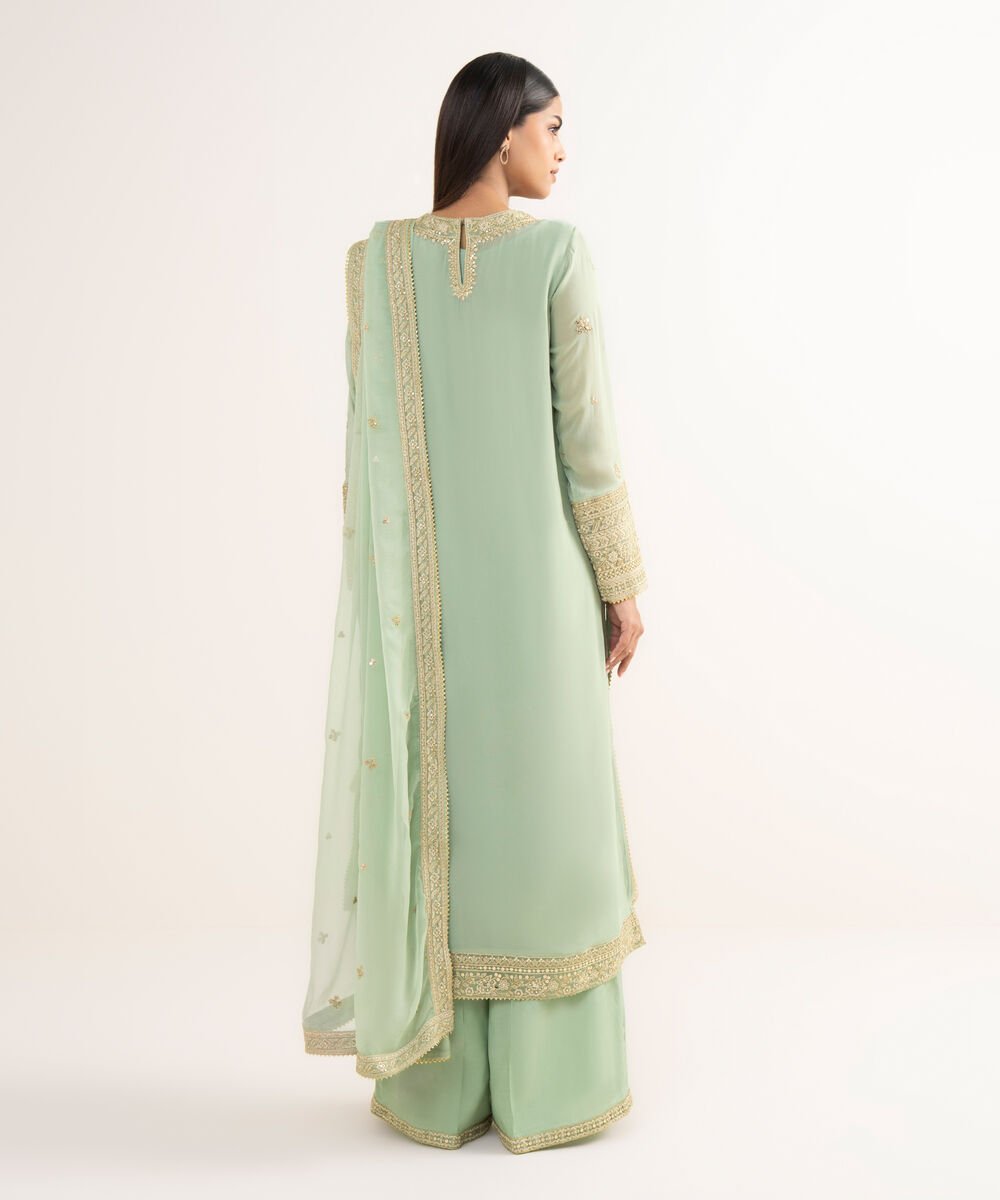 Women's RTW Grip Green Embroidered 3 Piece Suit