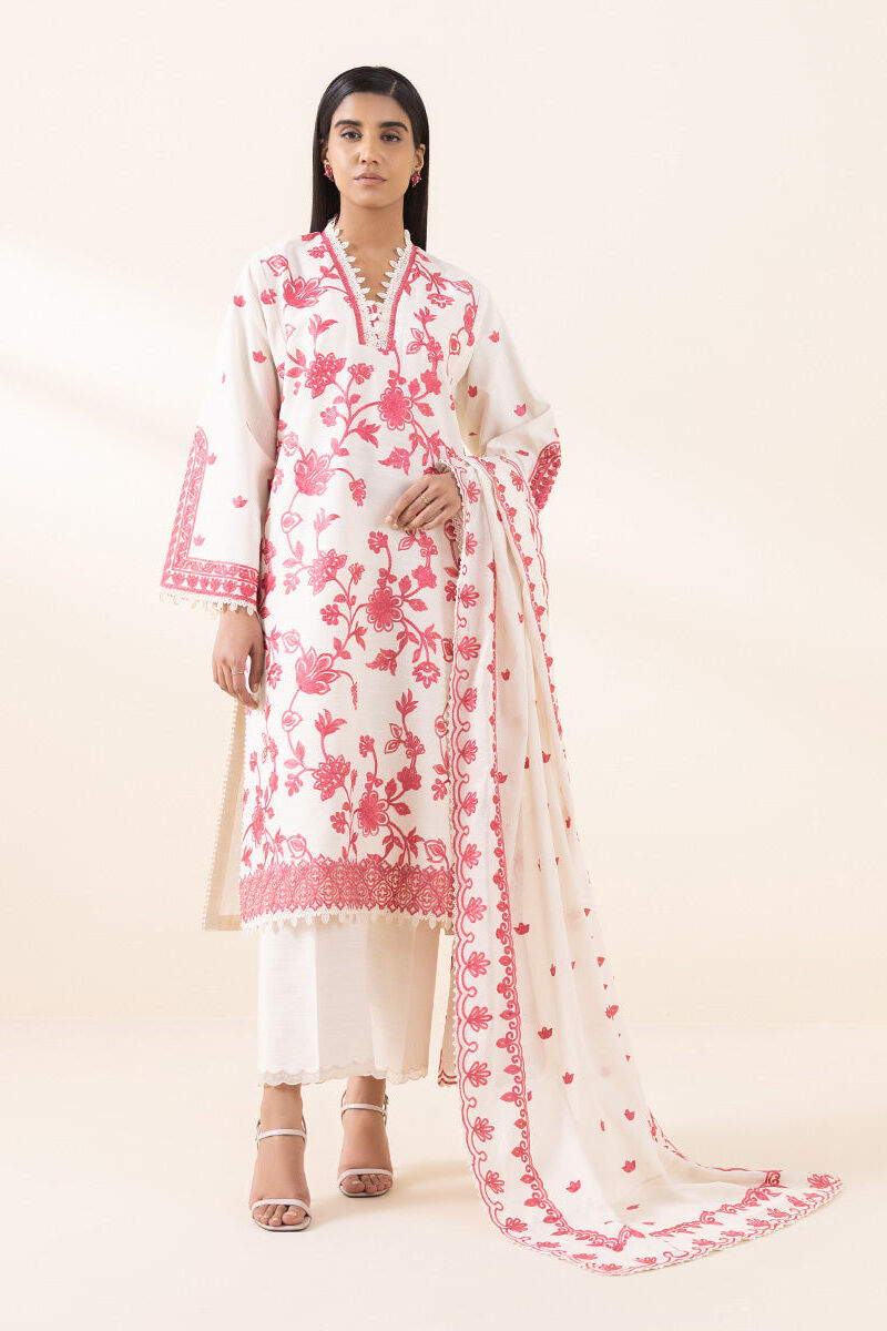 3 Piece - Embroidered Crosshatch Suit