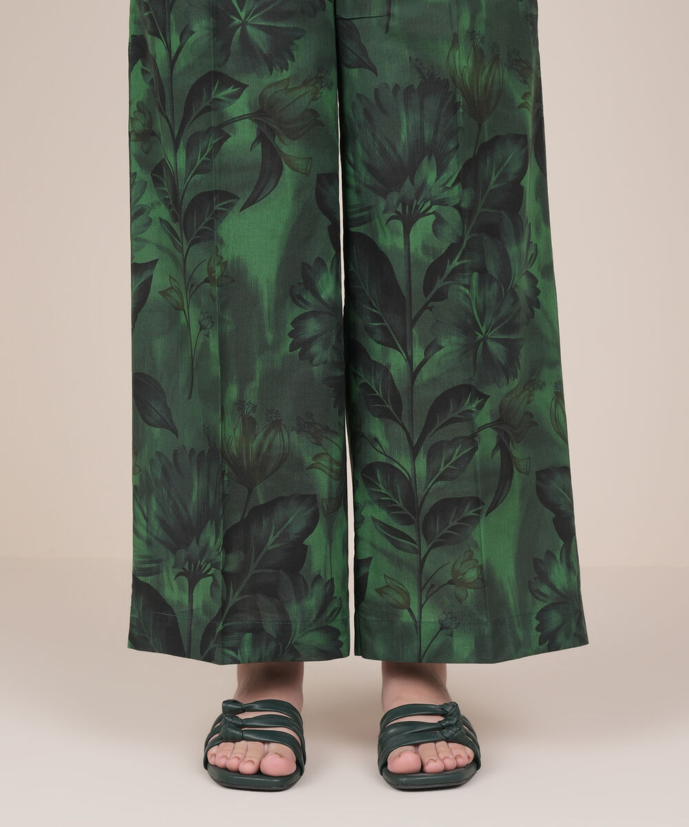 Women's RTW Cambric Green Printed Culottes