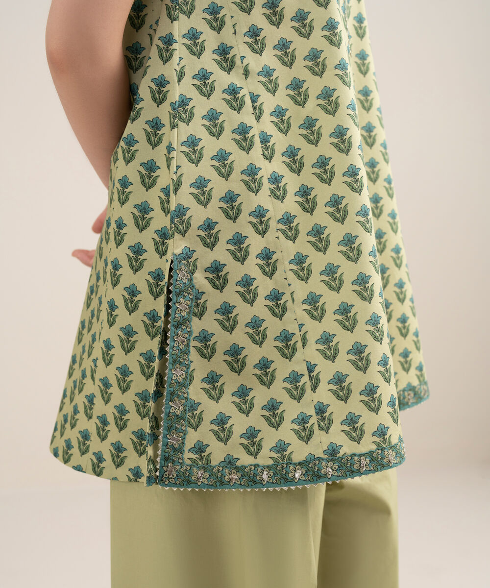 Women's Unstitched Lawn Printed Green 2 Piece Suit