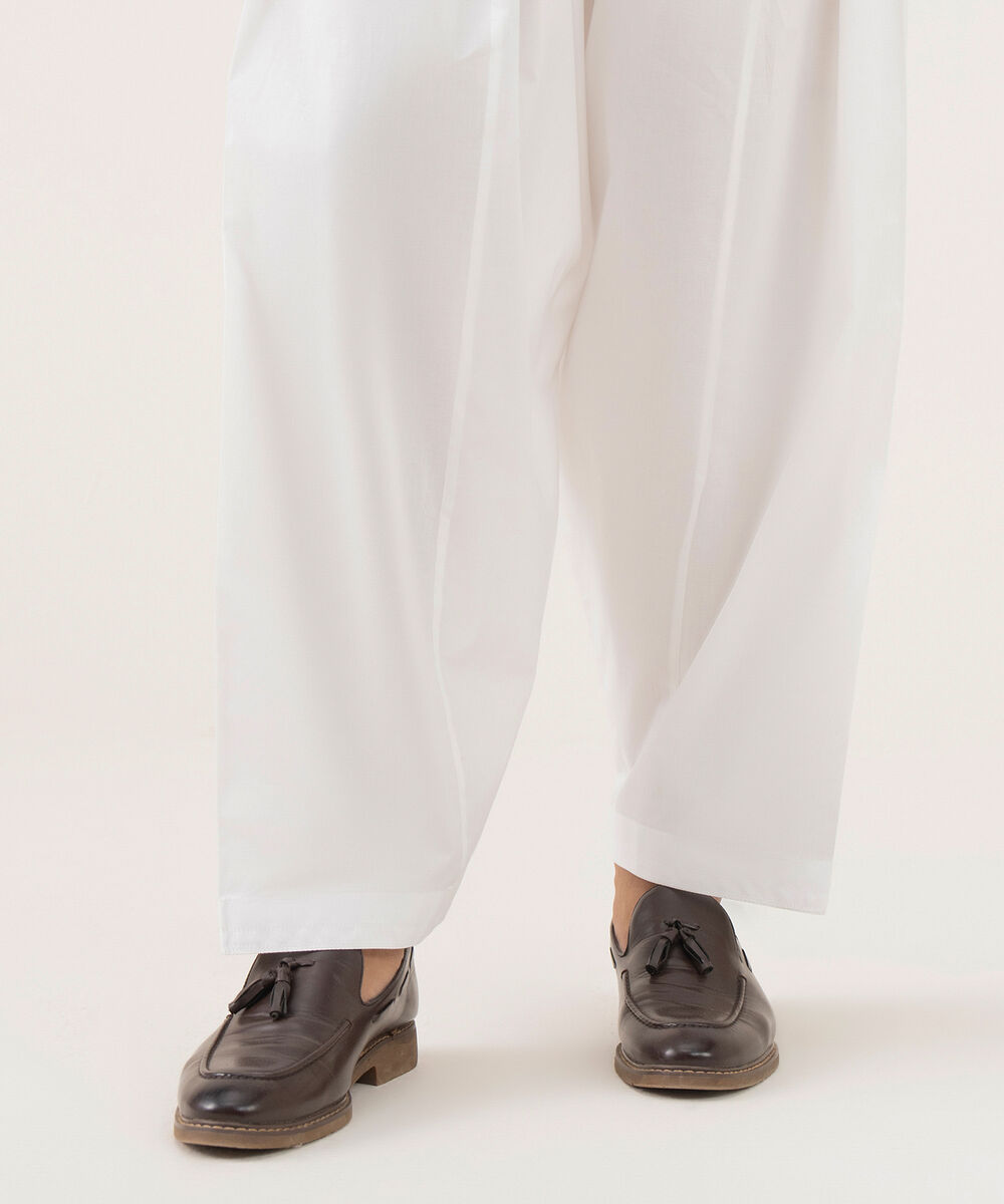 Men's 100% Cotton Plain Off-White Kurta Shalwar