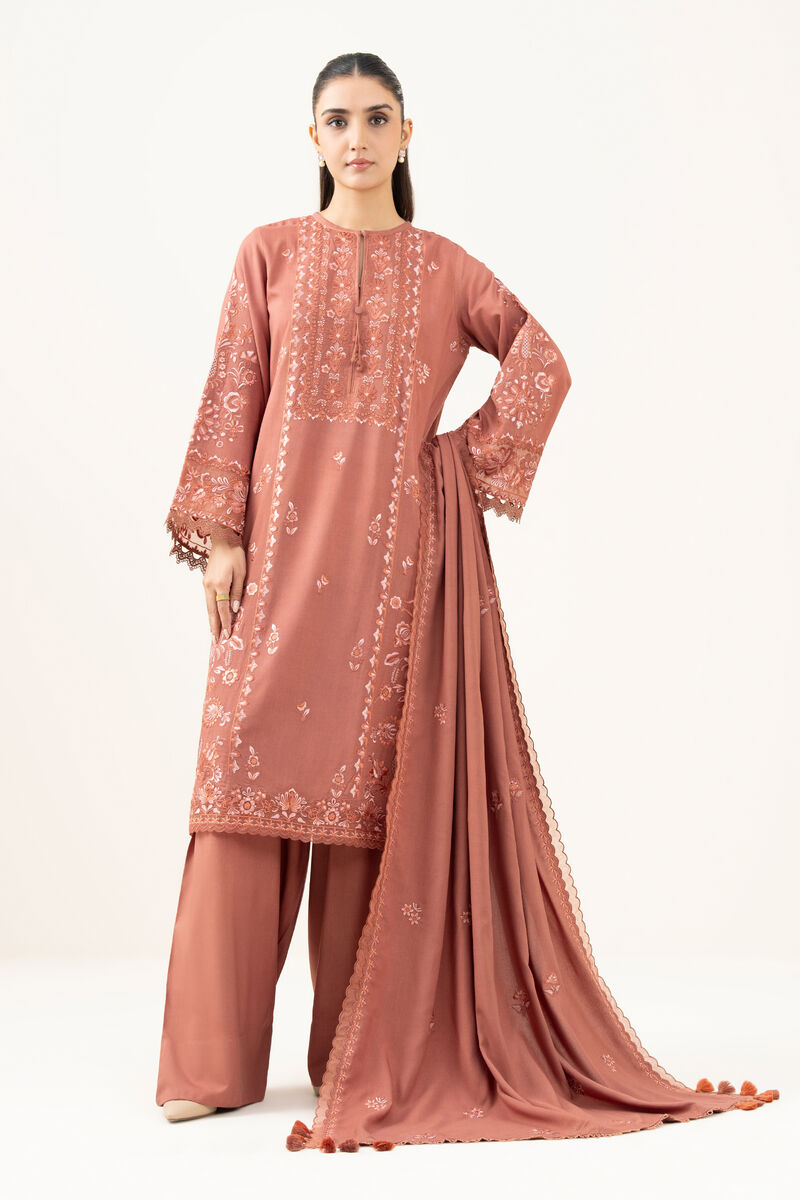 3 Piece - Embroidered Linen Suit