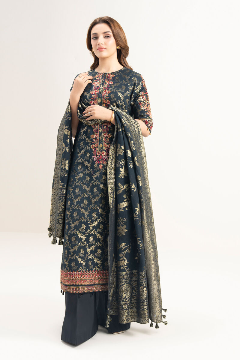 3 Piece - Embroidered Jacquard Suit