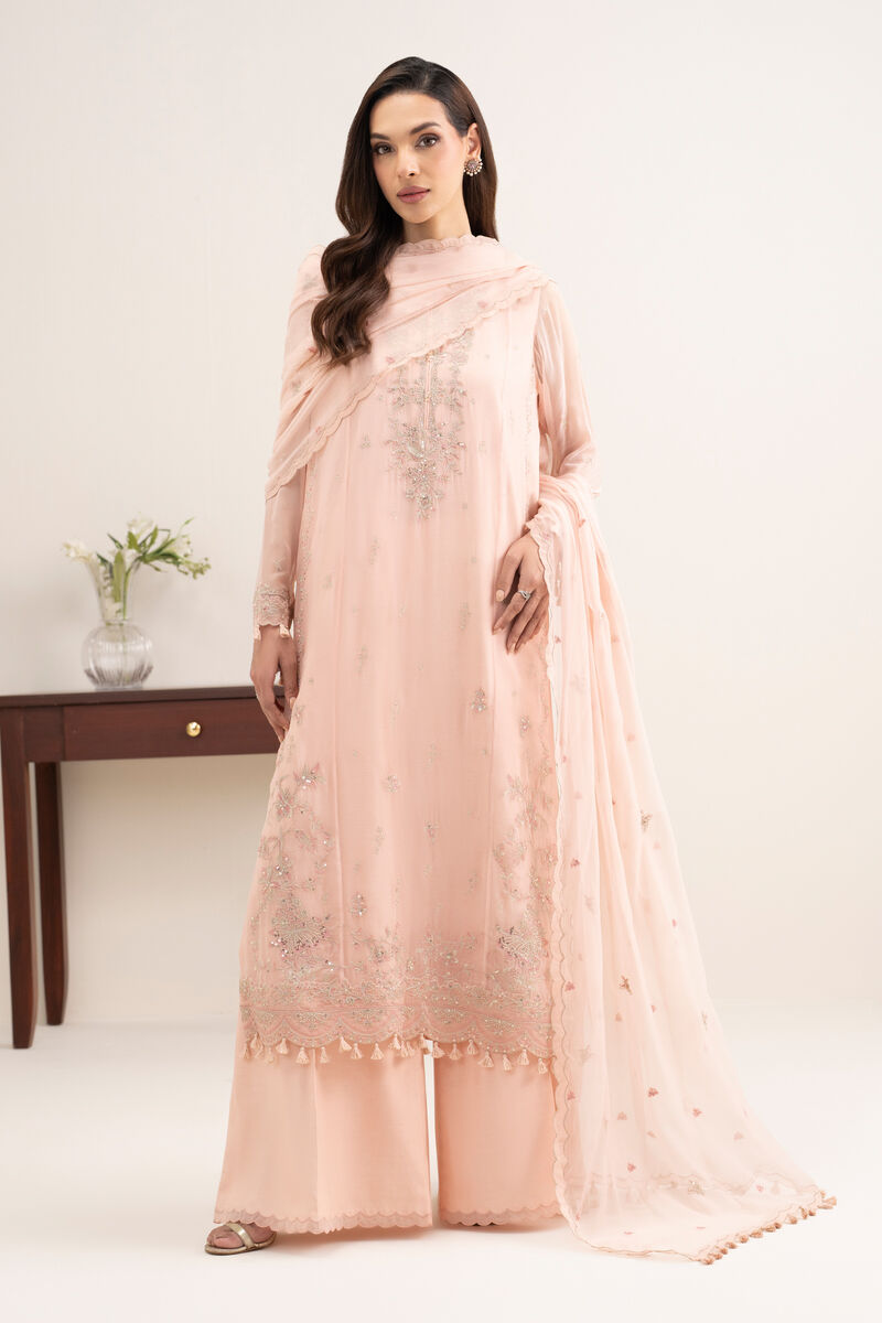3 Piece - Embroidered Chiffon Suit