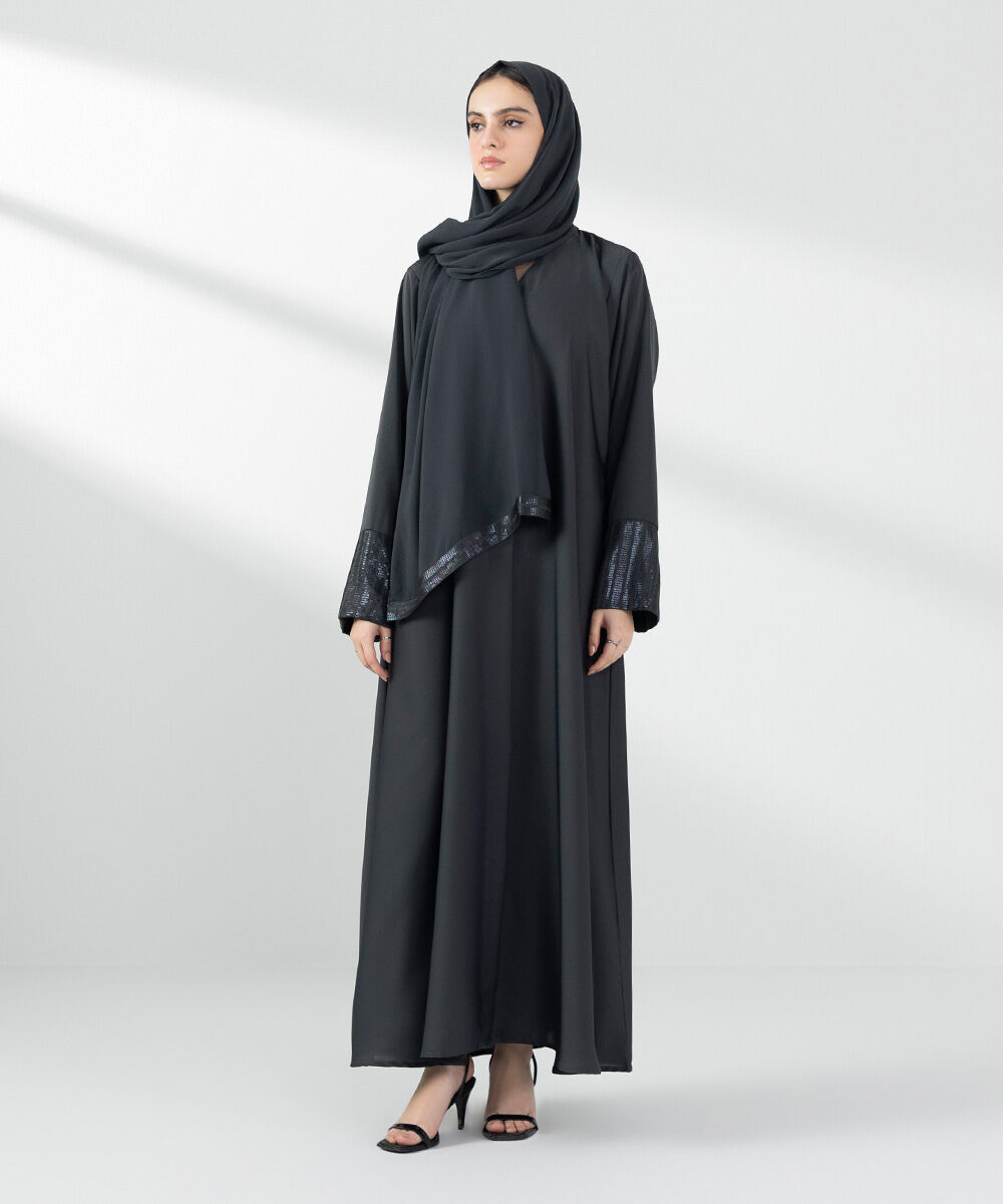 Woman - Grey Button Through Abaya
