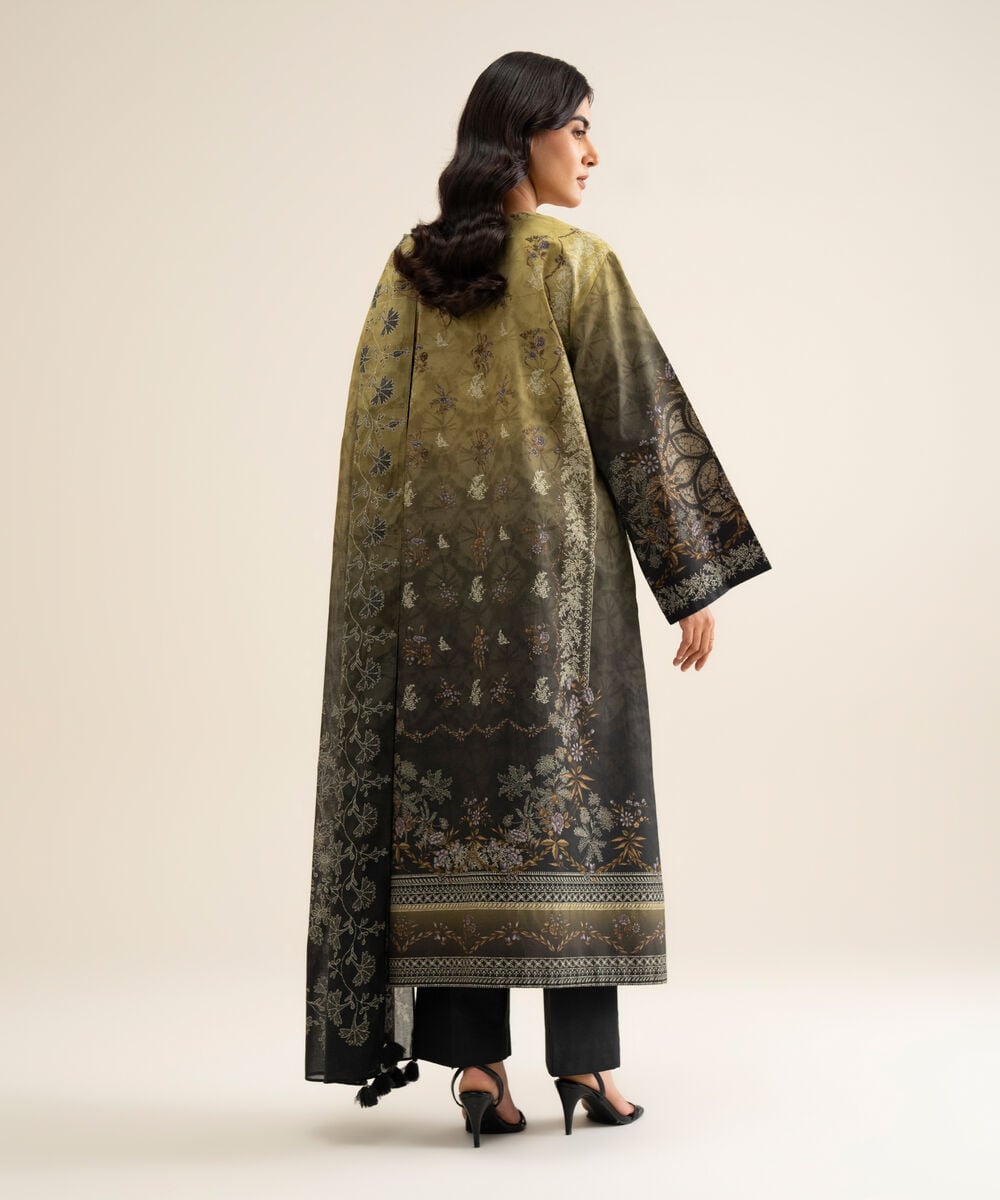 Women's Unstitched Cotton Printed Multi 3 Piece Suit