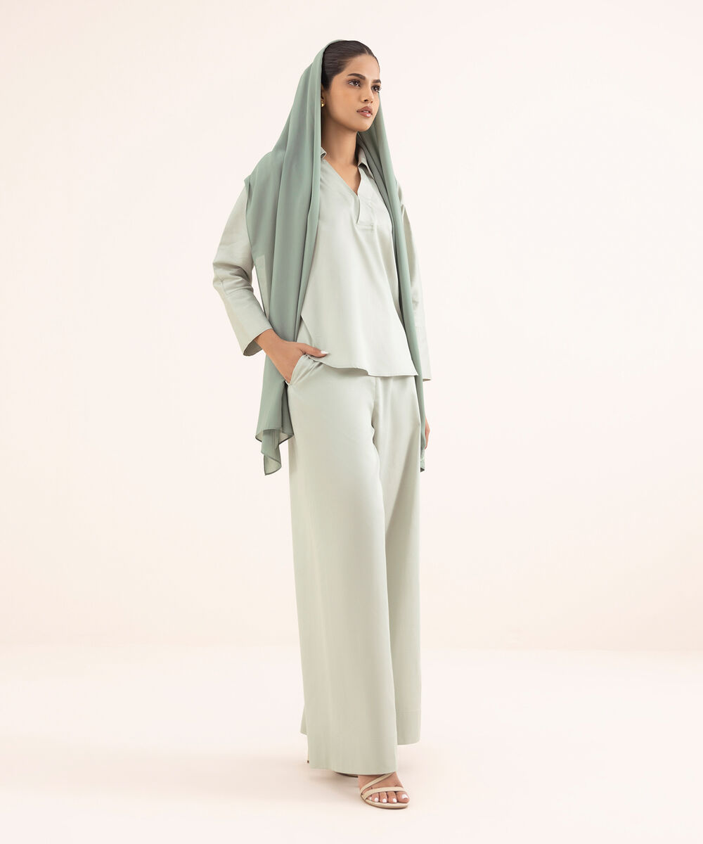Women's Grey Cotton Modest Trousers