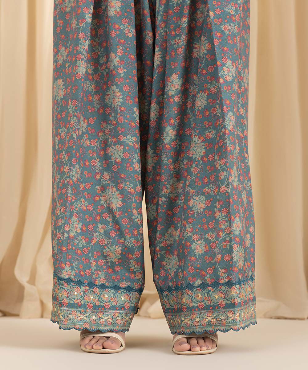 Unstitched Women's Embroidered Blended Grip Silk Grey Three Piece Suit