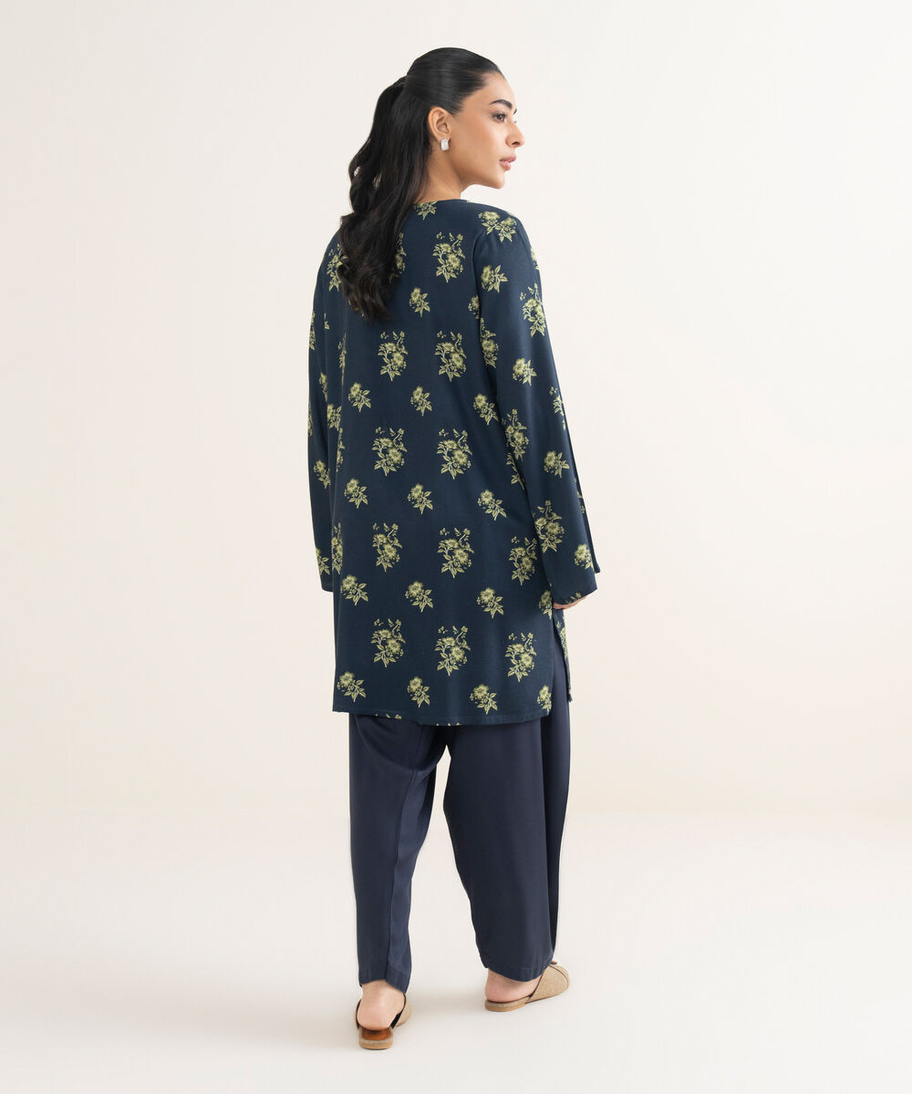 Women's RTW Bedford Printed Blue Straight Shirt