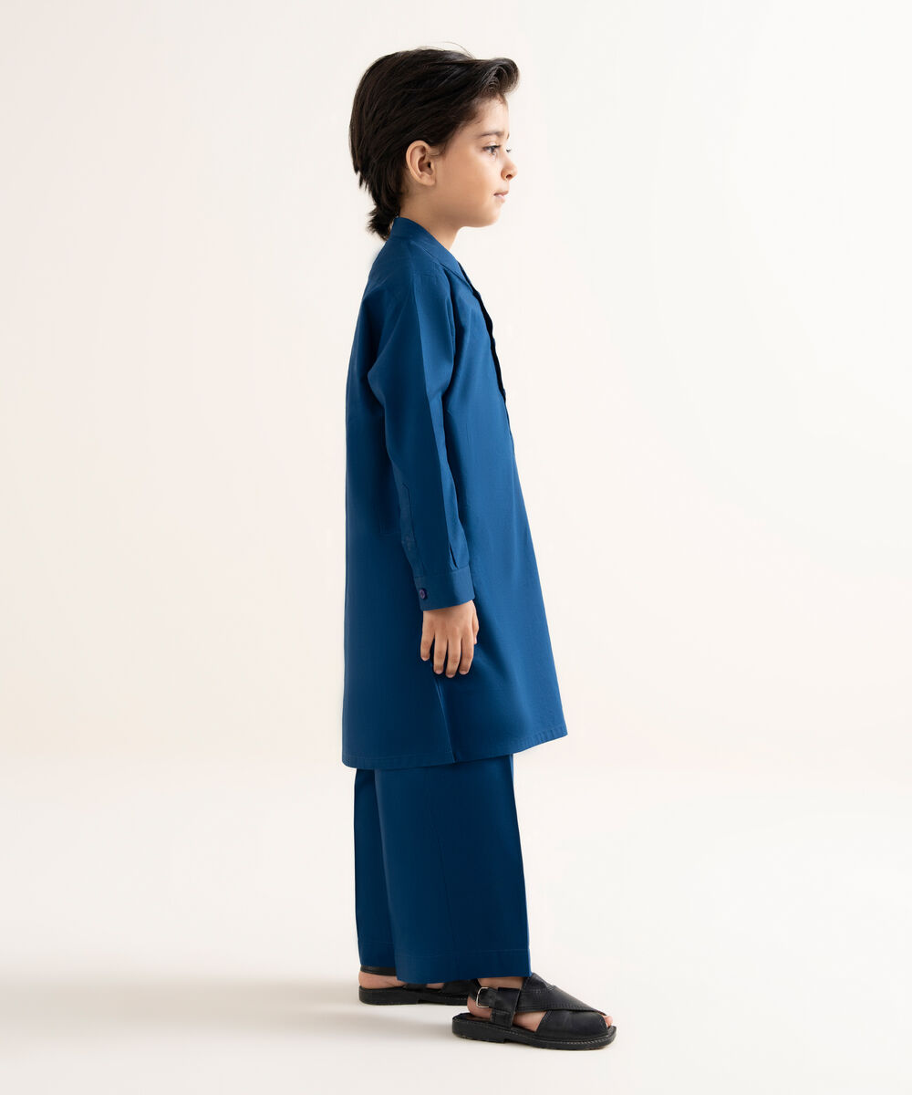 Men's Latha Plain Blue Kurta Trouser