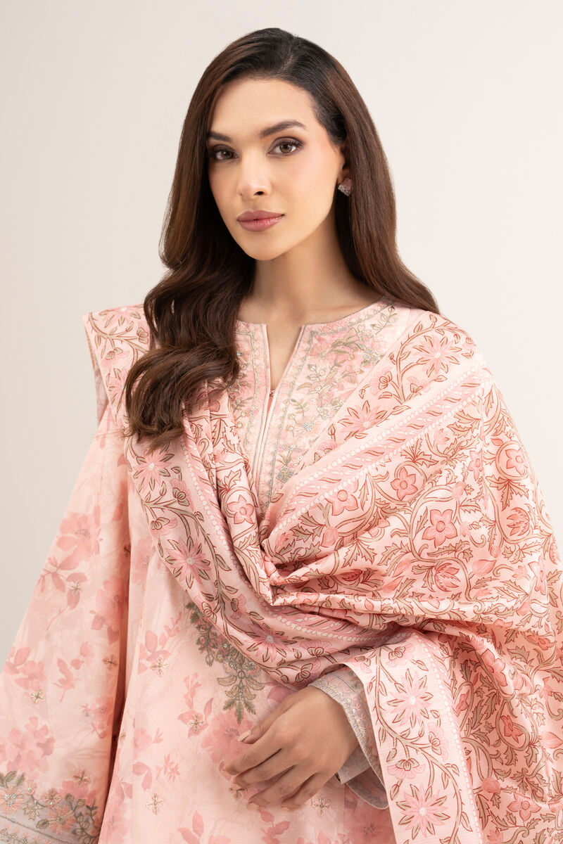 3 Piece - Embroidered Raw Silk Suit