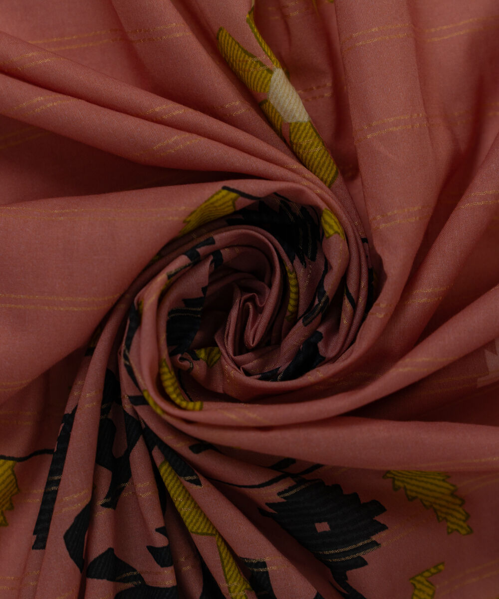 Zari Cotton Printed Pink Dupatta