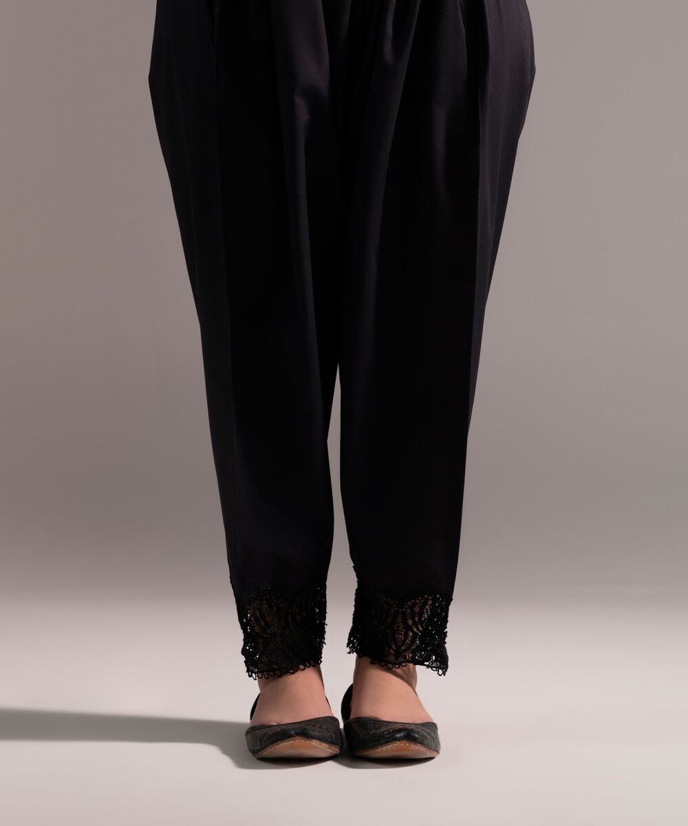 Women's RTW Cambric Solid Black Shalwar
