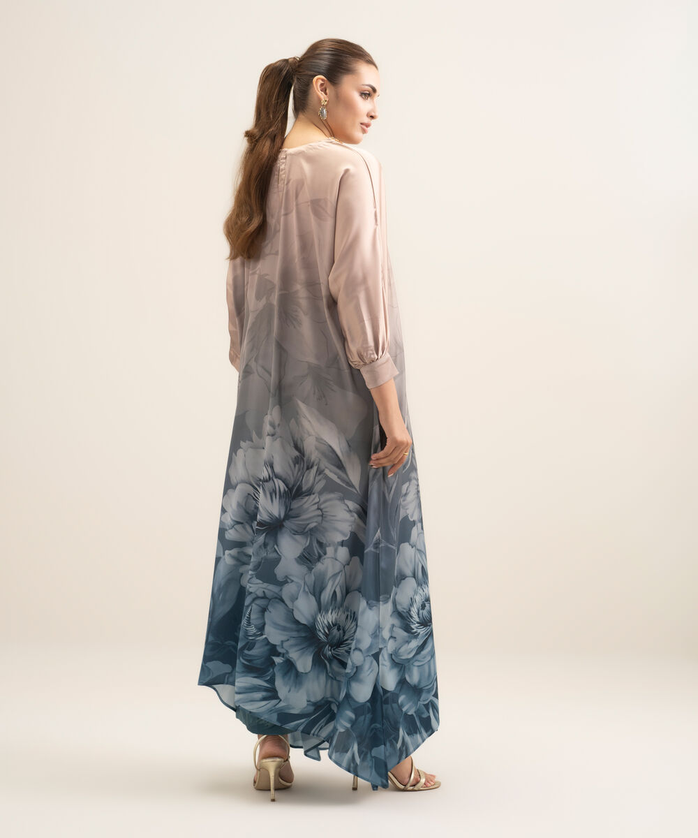 Women's RTW Blended Satin Printed Multi 2 Piece Suit