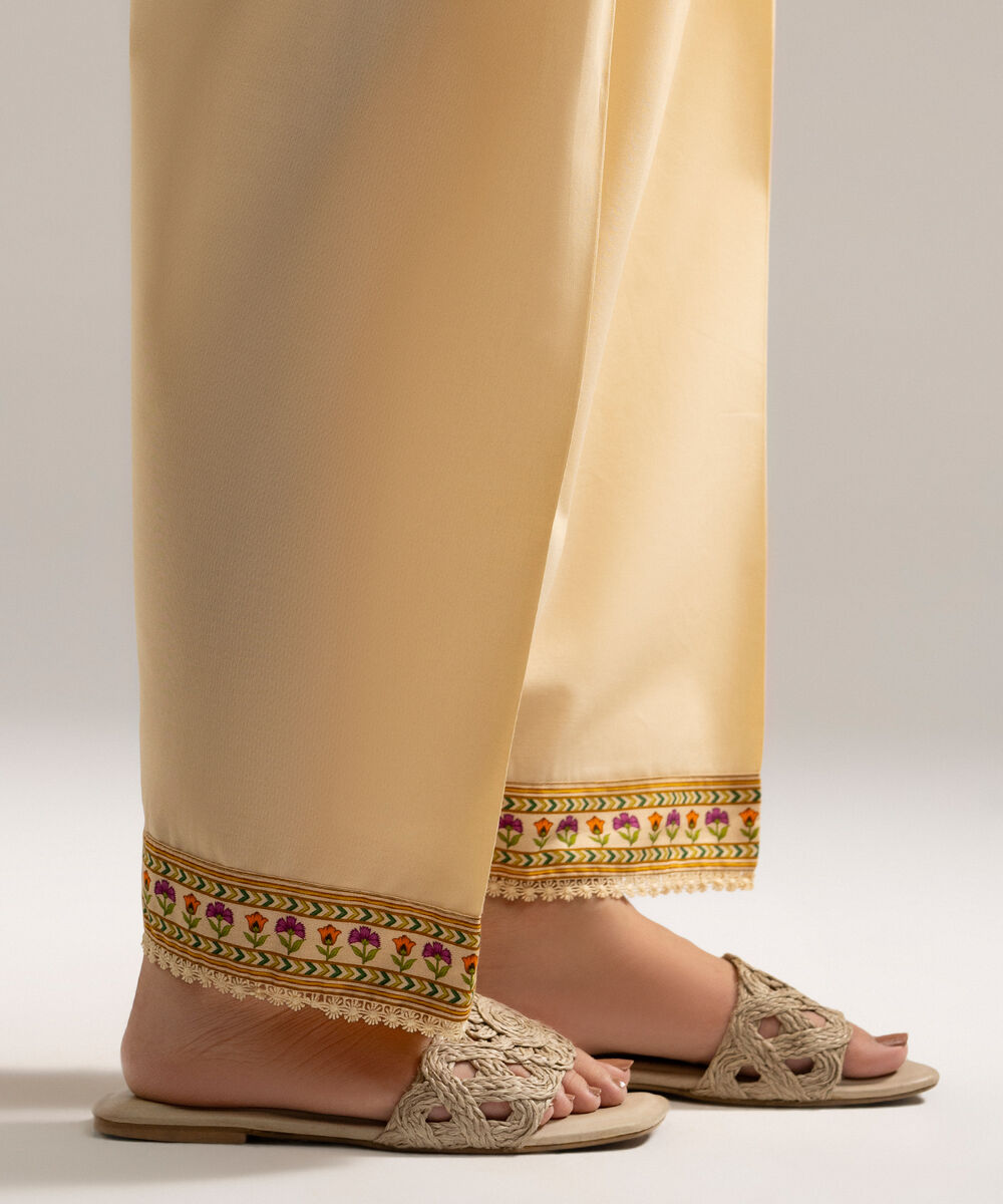 Women's RTW Cambric Solid Beige Shalwar