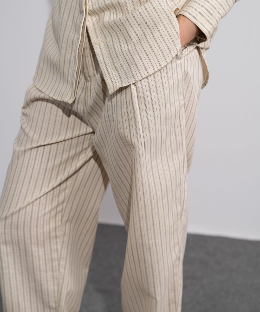 Women's Multi Stripe Printed Slouchy Trousers