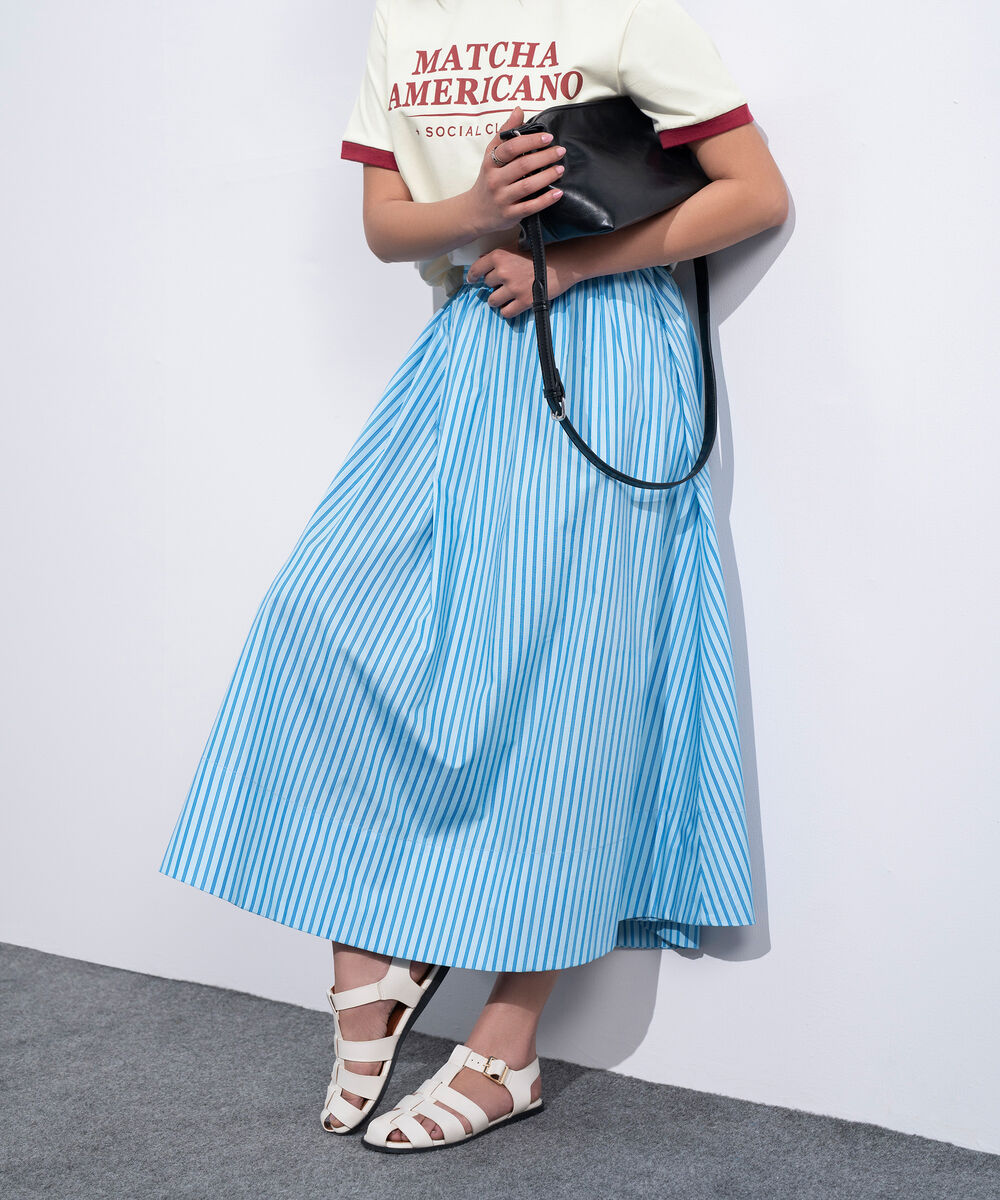 Women's Western Blue Striped Poplin Skirt