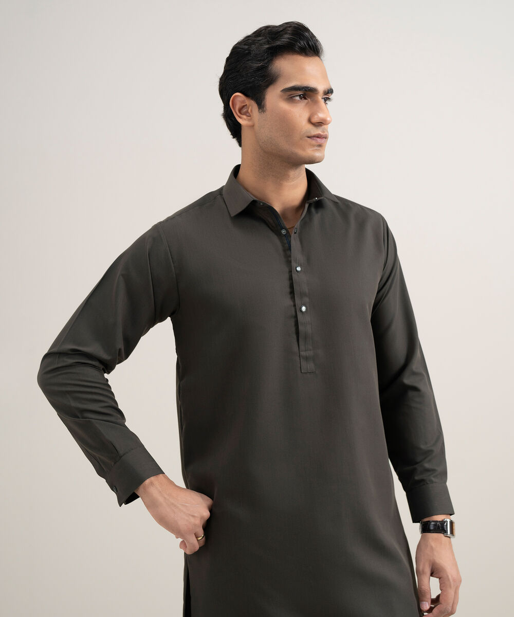 Men's Stitched Luxury Wash and Wear Brown Suit