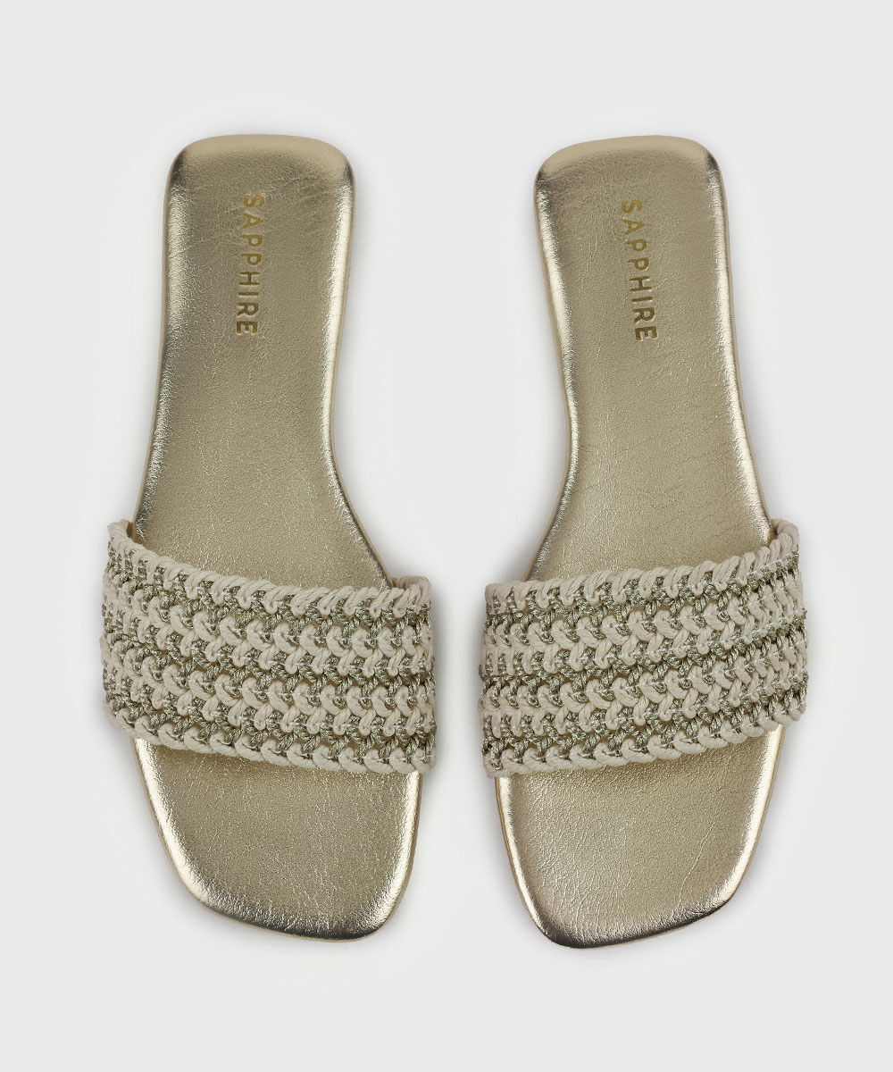Woman - Gold Gold Weaved Flats