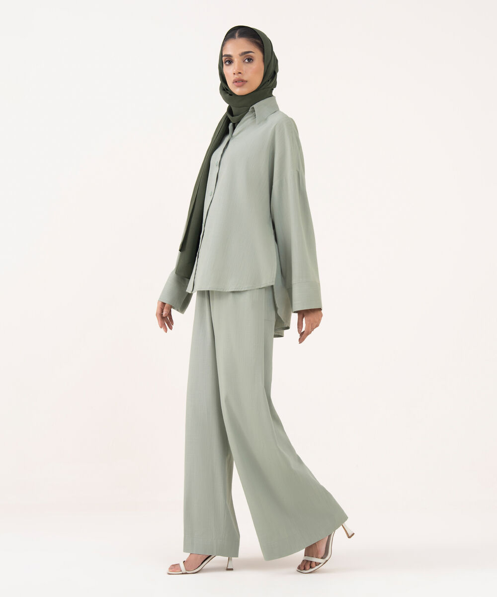 Women's Green Viscose Modest Wear Trousers
