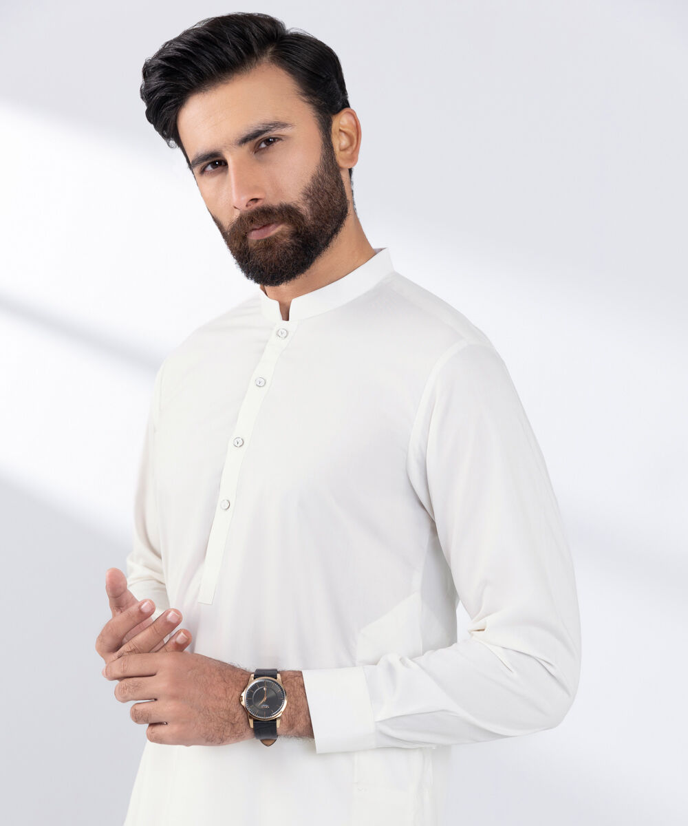 Men's Wash and Wear White Kurta Pajama