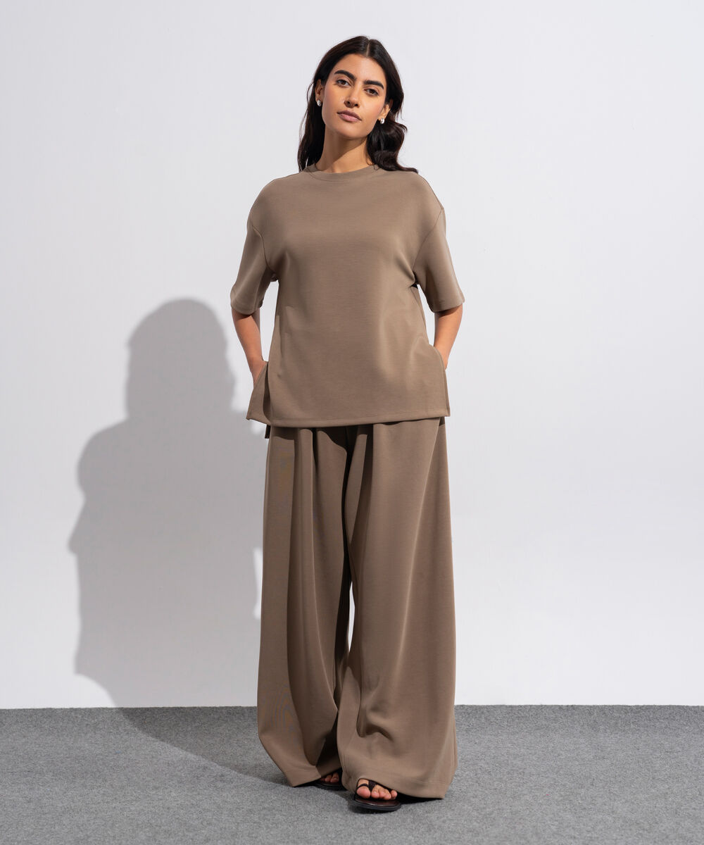 Women's Western Wear Soft Lux Loose Fit Brown T-shirt