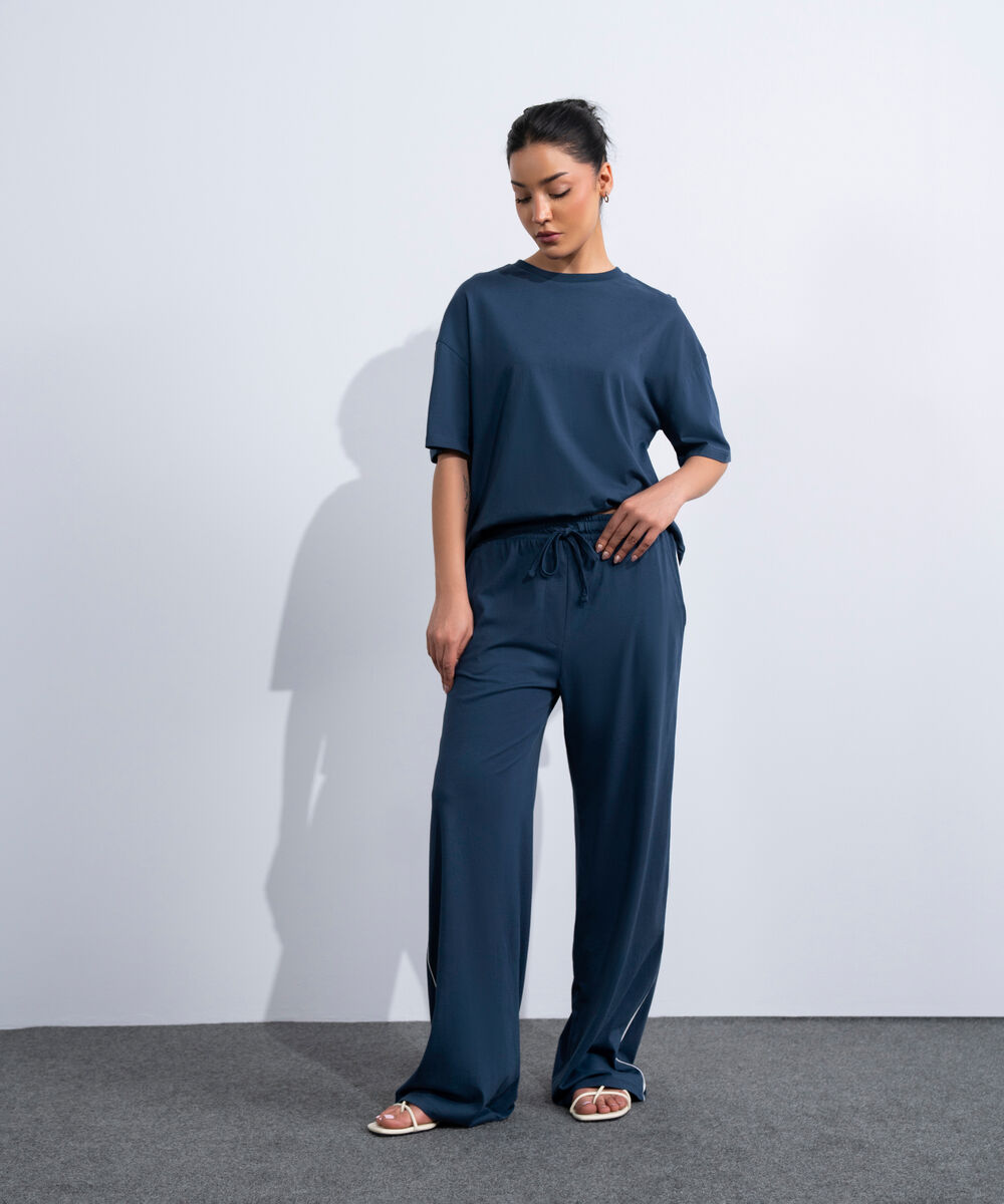 Women's Western Navy Pull-On Supima Trousers