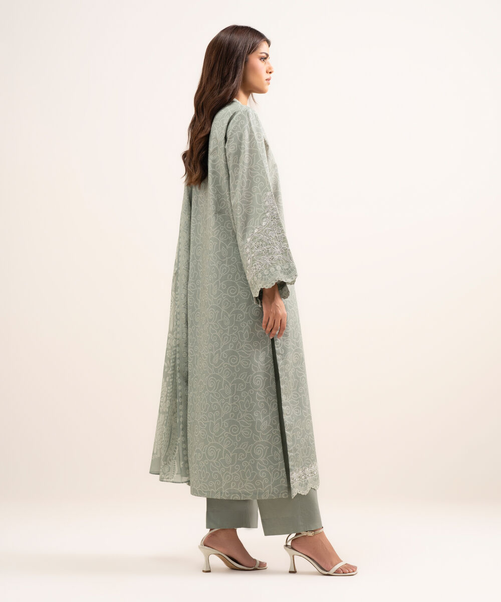 Women's Unstitched Lawn Embroidered Grey 3 Piece Suit