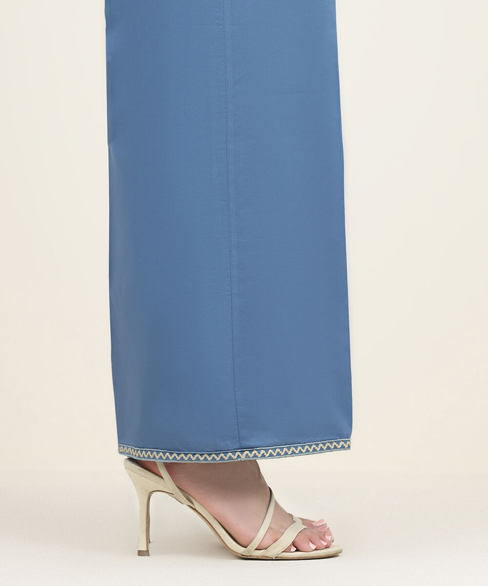 Women's RTW Cambric Blue Embroidered Culottes