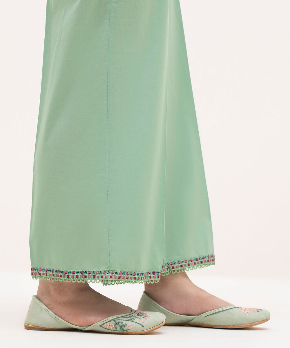 Women's RTW Cambric Green Embroidered Culottes