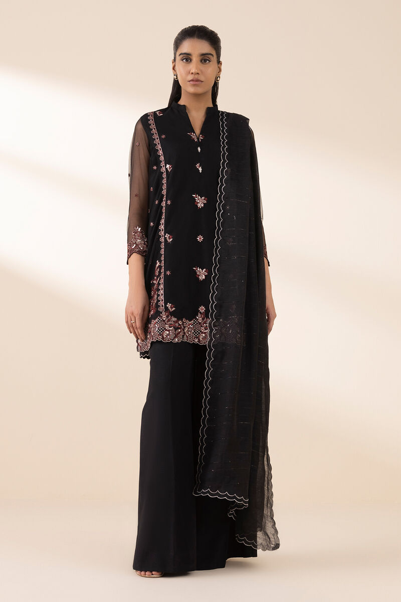 3 Piece - Embroidered Net Suit