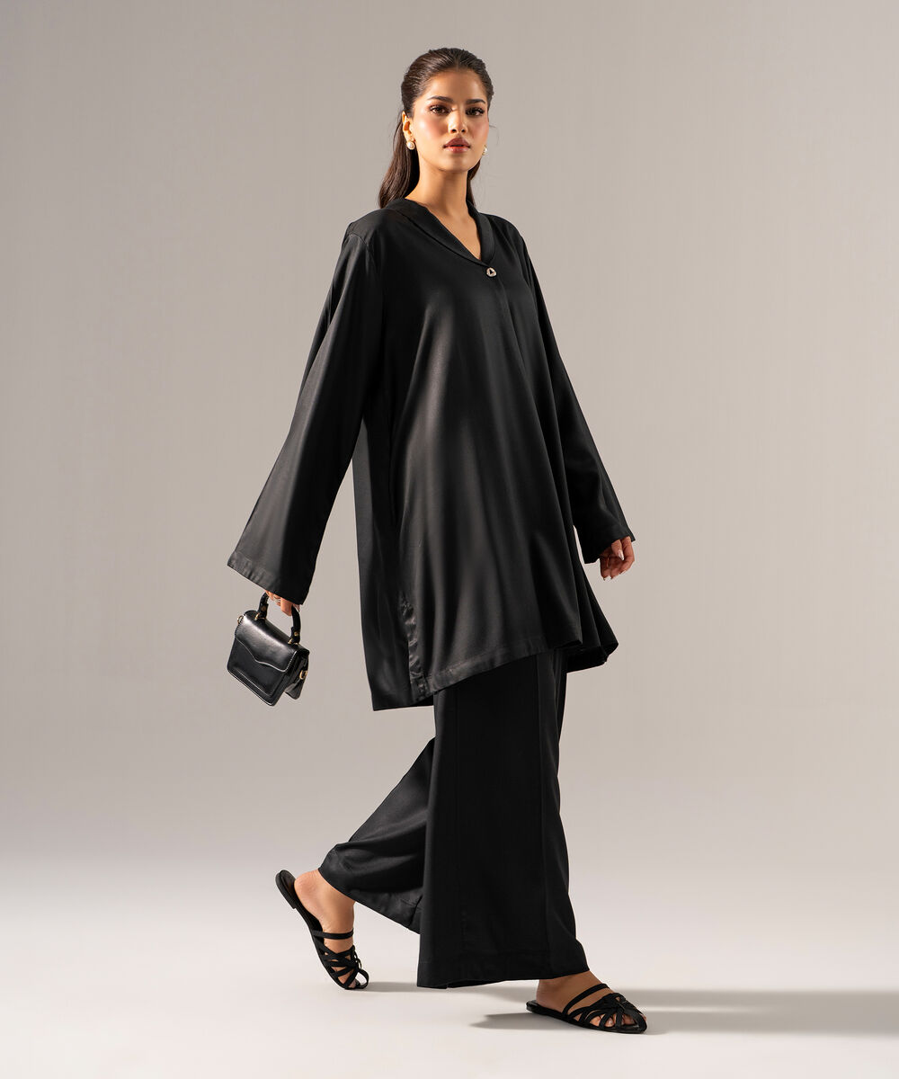Women's RTW Bedford Solid Black 2 Piece Suit