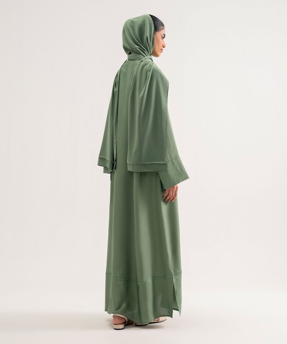 Women's Polyester Mint Green Raglan Abaya Set