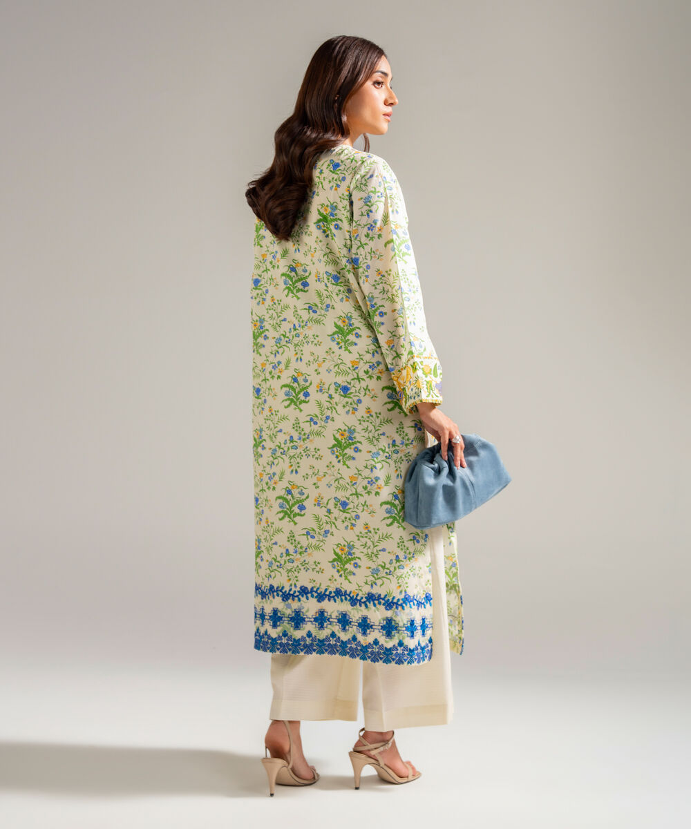 Women's RTW Dobby Embroidered Off White 2 Piece Suit