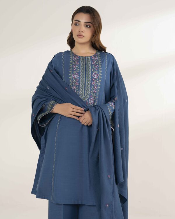 3 Piece - Embroidered Khaddar Suit