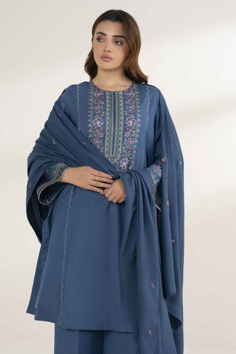 3 Piece - Embroidered Khaddar Suit
