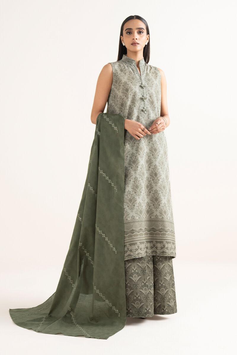 3 Piece - Embroidered Crosshatch Suit