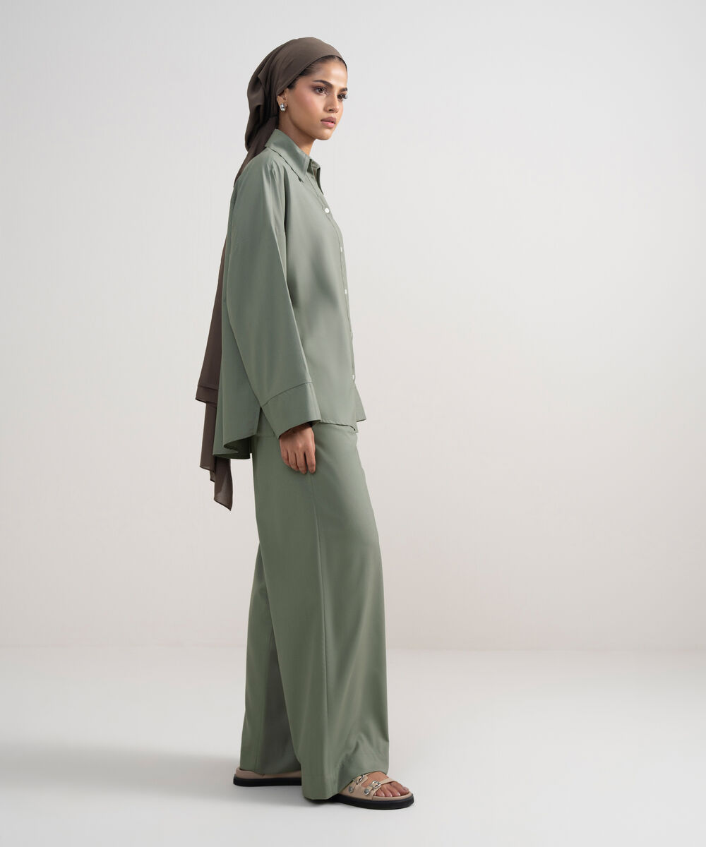 Women's Sage Green Oversize Button Down