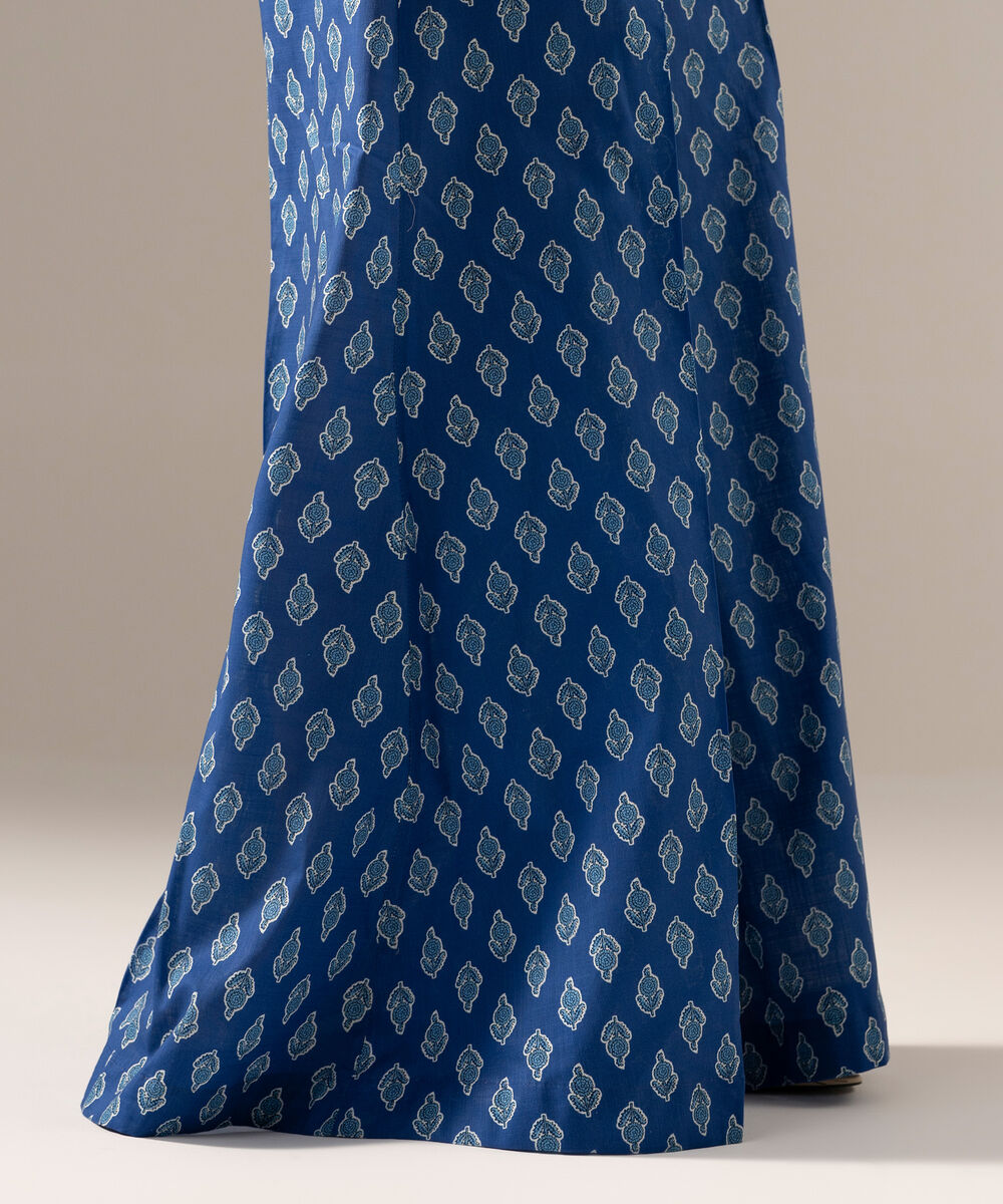 Women's RTW Crosshatch Printed Blue Flared Pants