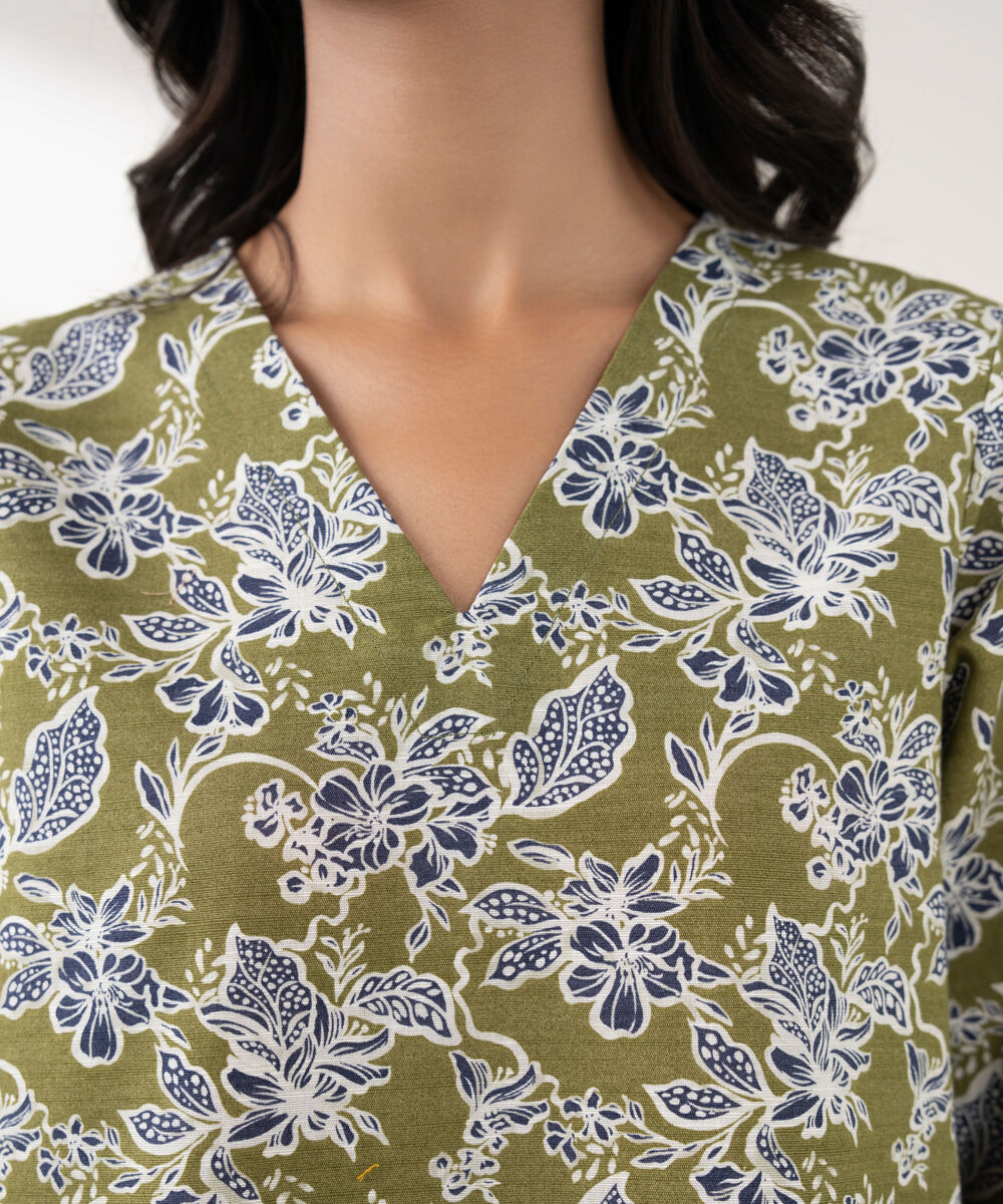 Women's RTW Khaddar Printed Green 2 Piece Suit