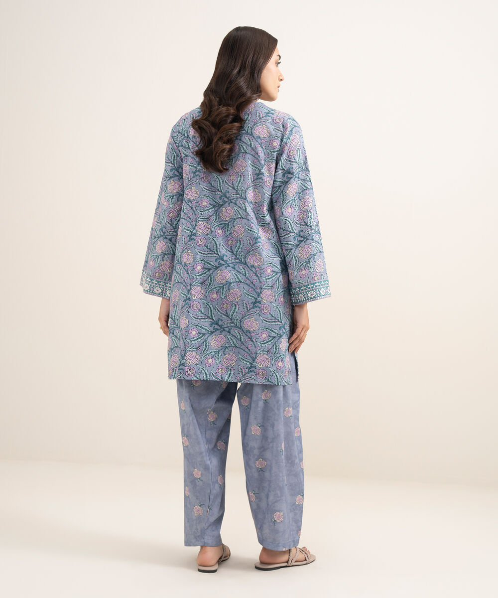 Women's RTW Dobby Embroidered Lilac 2 Piece Suit