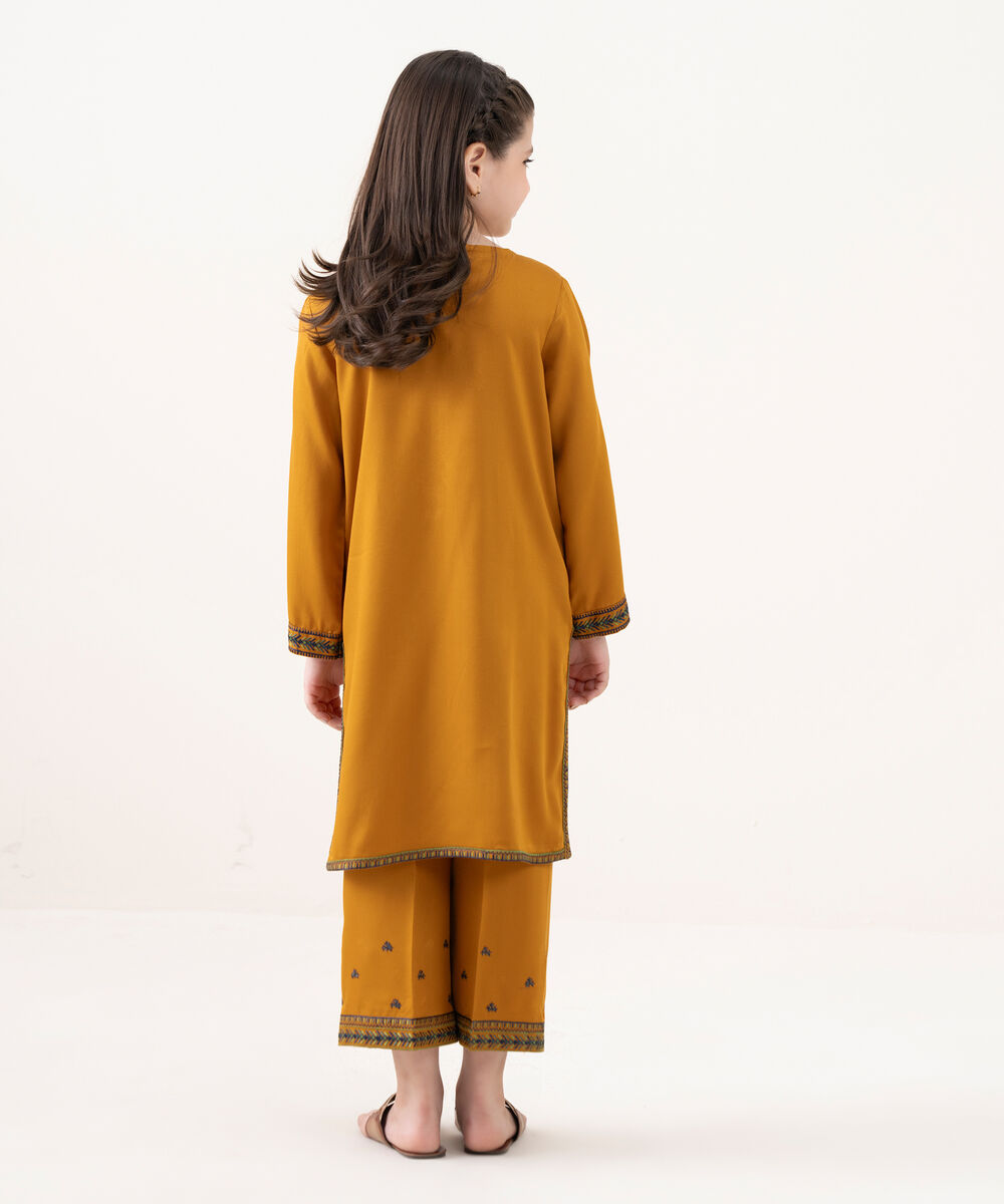 Girl's Bedford  Embroidered Mustard 2 Piece Suit