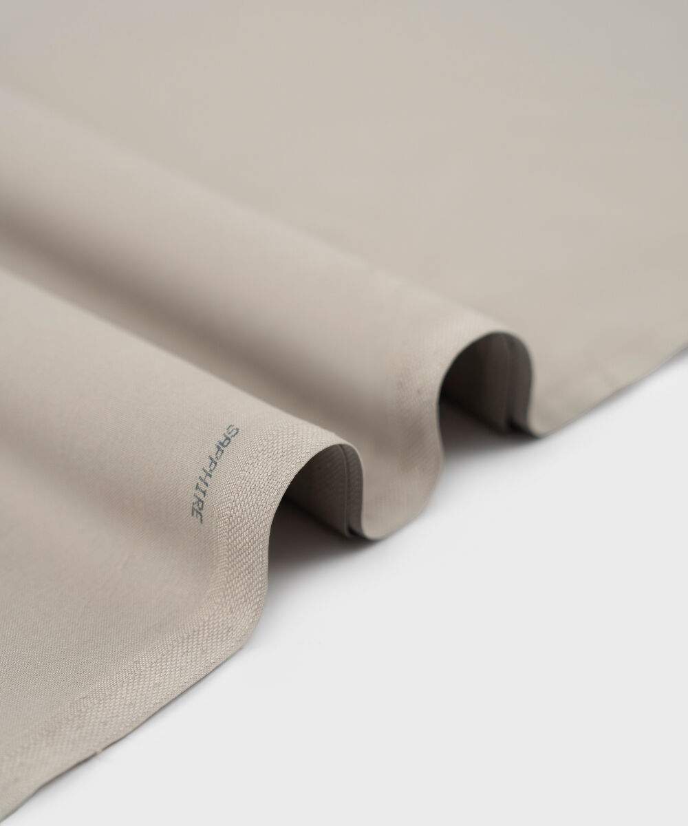 Men's Unstitched Sand Grey Textured Wash & Wear Suit